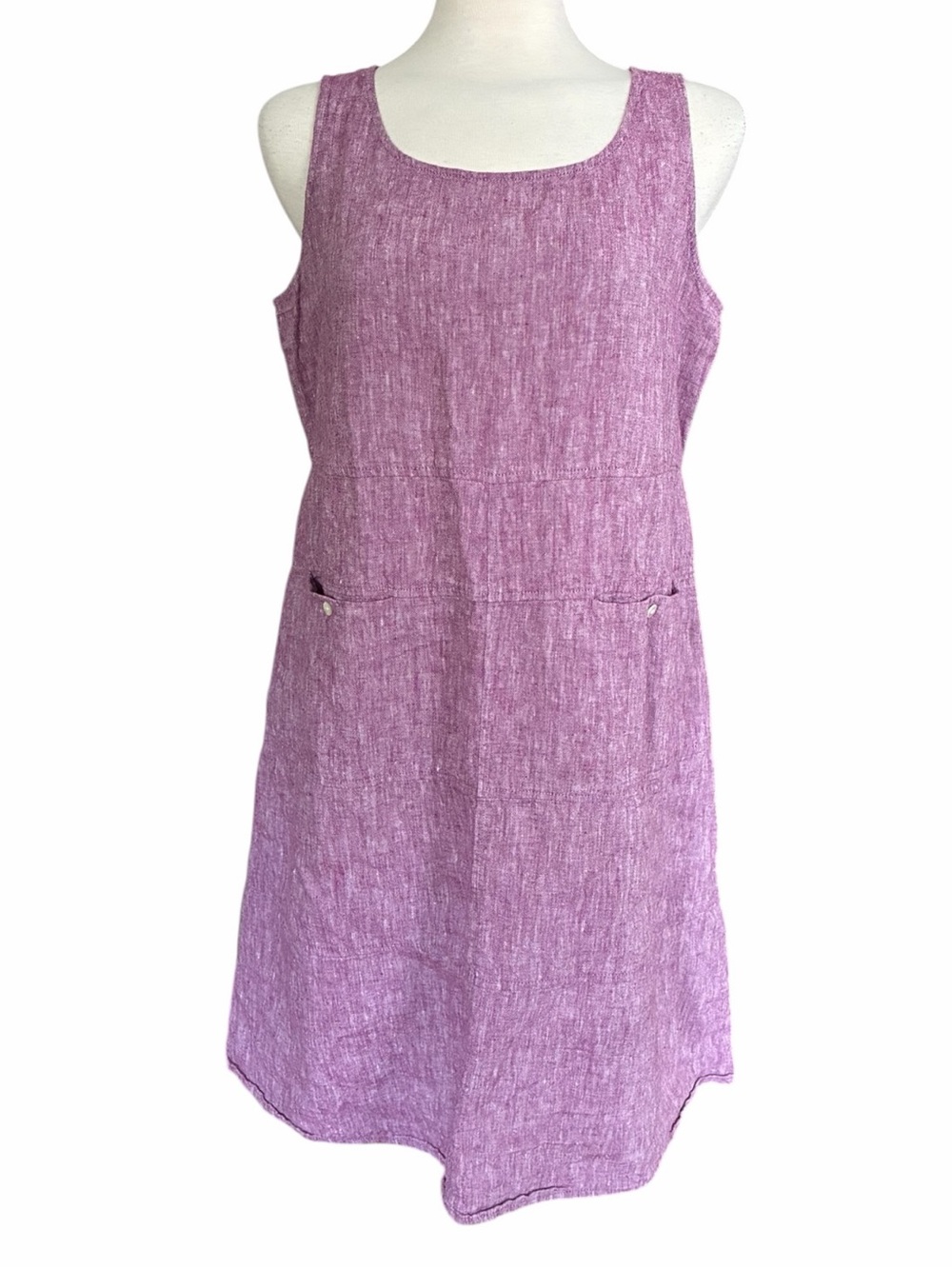 Pure J. Jill 100% Linen Purple Sleeveless Shift Dress Women's Medium Petite